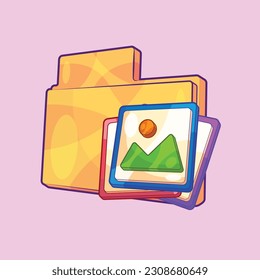 Isometric Folder with Image Picture Files Vector Concept