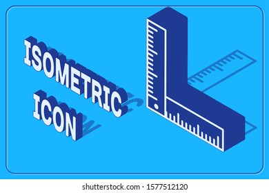 Isometric Folding ruler icon isolated on blue background.  Vector Illustration