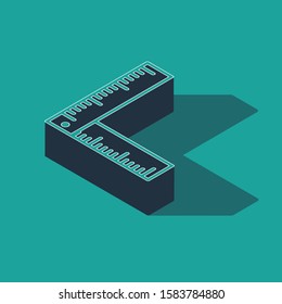 Isometric Folding ruler icon isolated on green background.  Vector Illustration