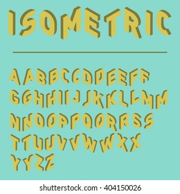 Isometric font, 3d typeface on dark background, 
