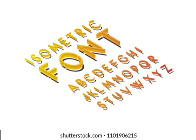 Isometric font alphabet with shadow. Graphic concept for your design