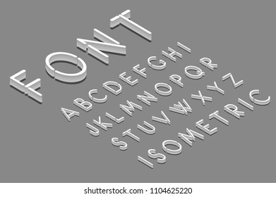 Isometric font alphabet with shadow. Graphic concept for your design