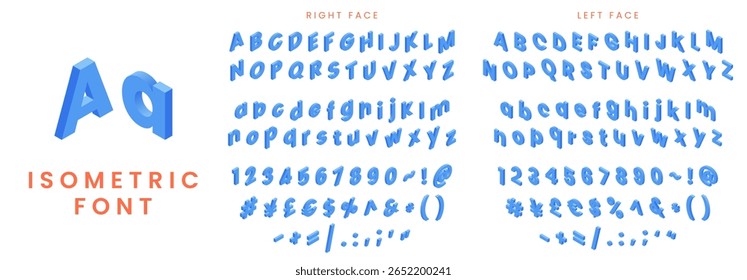 Isometric font. Flat style. Isolated vector for presentation, poster, banner, infographic, website, apps and other uses.