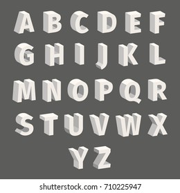 Isometric font set Isolated on grey background. Techno font with block letters. Vector illustration