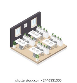 Isometric food court illustrated in vector