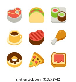 isometric food flat icons