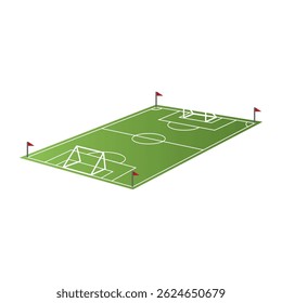Vista isométrica do campo de futebol. Ilustração vetorial