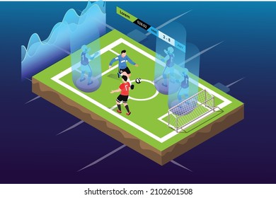 Isometric Football Playing In Virtual World Metaverse