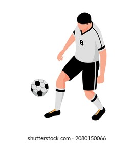 Isometric football soccer sport composition with isolated human character of footballer with ball vector illustration