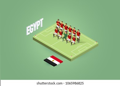 isometric football, soccer team vector illustration