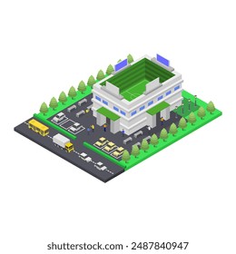 Isometric football stadium illustrated in vector
