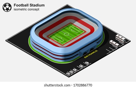 Isometric football/soccer stadium vector illustration isolated on white background.