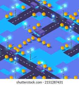 Isometric forest nature trees landscape of neon ultraviolet landscape. Vector 3d illustration of modern business background.