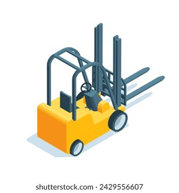 isometric forklift, in color on a white background, warehouse equipment