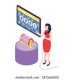 Isometric fortune lottery with winners vector illustration