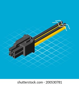 Isometric Four Pin Connector Vector Illustration