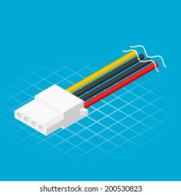 Isometric Four Pin Power Connector Vector Illustration