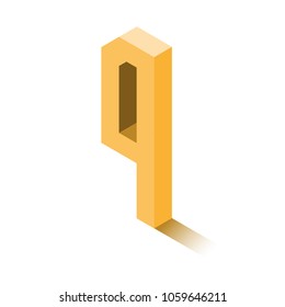 Isometric four yellow icon, 3d character with shadow, vector eps10