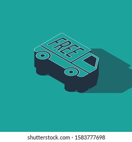 Isometric Free delivery service icon isolated on green background. Free shipping. 24 hour and fast delivery.  Vector Illustration