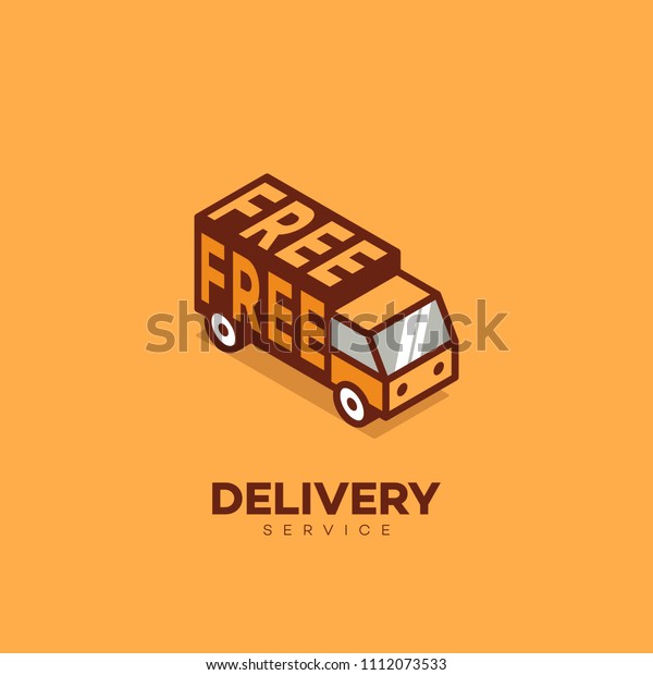Isometric free delivery service logo design\
template. Vector\
illustration.