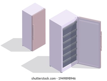 Isometric freezer on white background