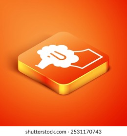 Isometric French poodle dog icon isolated on orange background.  Vector