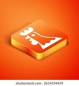 Isometric French rooster icon isolated on orange background.  Vector
