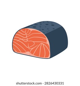 Isometric Fresh Raw Salmon Fillet Vector Illustration Isolated on White Background for Seafood Menu