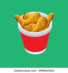 Isometric Fried Chicken Bowl, Illustration Concept.