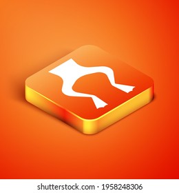 Isometric Frog legs icon isolated on orange background. Vector
