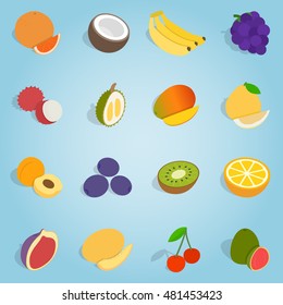 Isometric Fruit Set Icons Vector Illustration