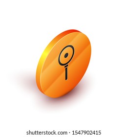 Isometric Frying pan icon isolated on white background. Fry or roast food symbol. Orange circle button. Vector Illustration
