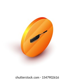 Isometric Frying pan icon isolated on white background. Fry or roast food symbol. Orange circle button. Vector Illustration