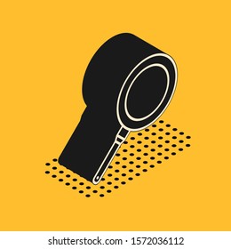 Isometric Frying pan icon isolated on yellow background. Fry or roast food symbol.  Vector Illustration