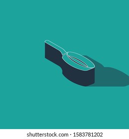 Isometric Frying pan icon isolated on green background. Fry or roast food symbol.  Vector Illustration