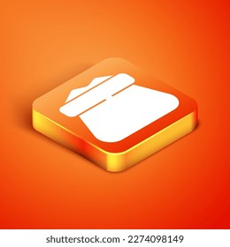 Isometric Full sack icon isolated on orange background.  Vector
