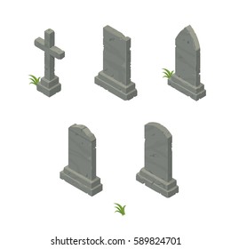 Isometric Funeral Gravestones.
A vector illustration icon set for religious burial.