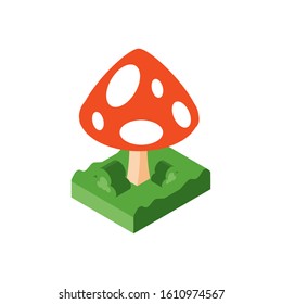 Isometric fungi mushroom design, nature fungus food forest plant and autumn theme Vector illustration