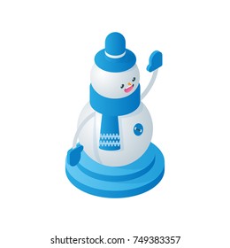 Isometric funny snowman isolated