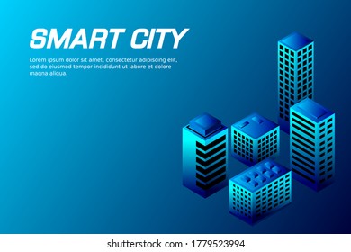 Isometric Future City. Real estate and construction industry concept. Virtual reality. Vector illustration.