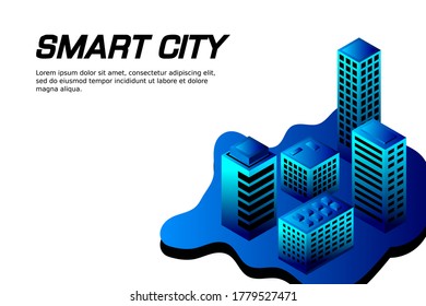 Isometric Future City. Real estate and construction industry concept. Virtual reality. Vector illustration.