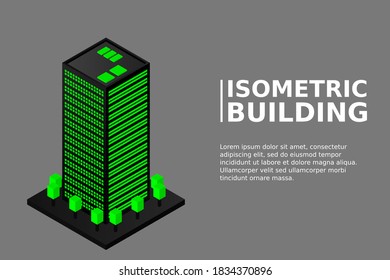 Isometric Future City. Real estate and construction industry concept. Virtual reality. Vector illustration.