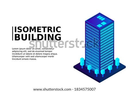 Isometric Future City. Real estate and construction industry concept. Virtual reality. Vector illustration.