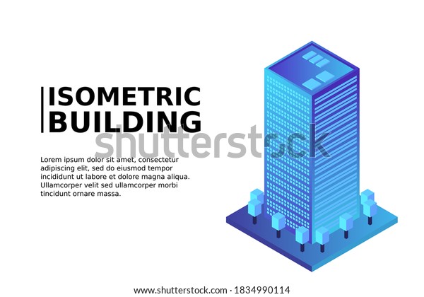 Isometric Future City. Real
estate and construction industry concept. Virtual reality. Vector
illustration.