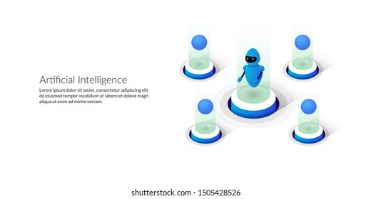 Isometric futuristic artificial intelligence concept background