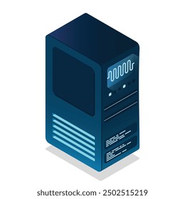 Isometric futuristic server. Isometric database or data center. Abstract blockchain. Computer storage. Cloud storage. Vector illustration