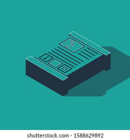 Isometric Game guide icon isolated on green background. User manual, instruction, guidebook, handbook.  Vector Illustration