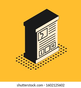 Isometric Game guide icon isolated on yellow background. User manual, instruction, guidebook, handbook.  Vector Illustration