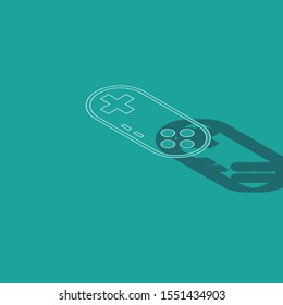 Isometric Gamepad icon isolated on green background. Game controller.  Vector Illustration