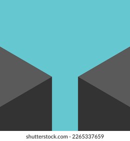 Isometric gap between two sides or cliffs. Challenge, obstacle, misunderstanding, conflict, danger, risk and separation concept. Flat design. EPS 8 vector illustration, no transparency, no gradients